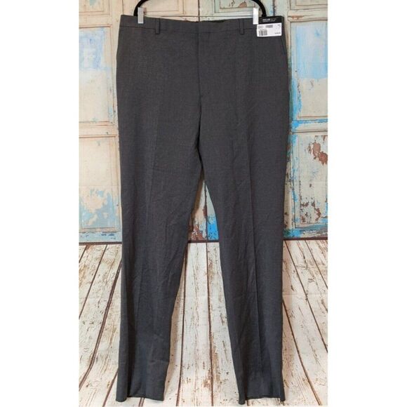 Awearness Kenneth Cole Mens Size 40 Gray Flat Front Tapered Leg Chino Pants - Picture 1 of 10